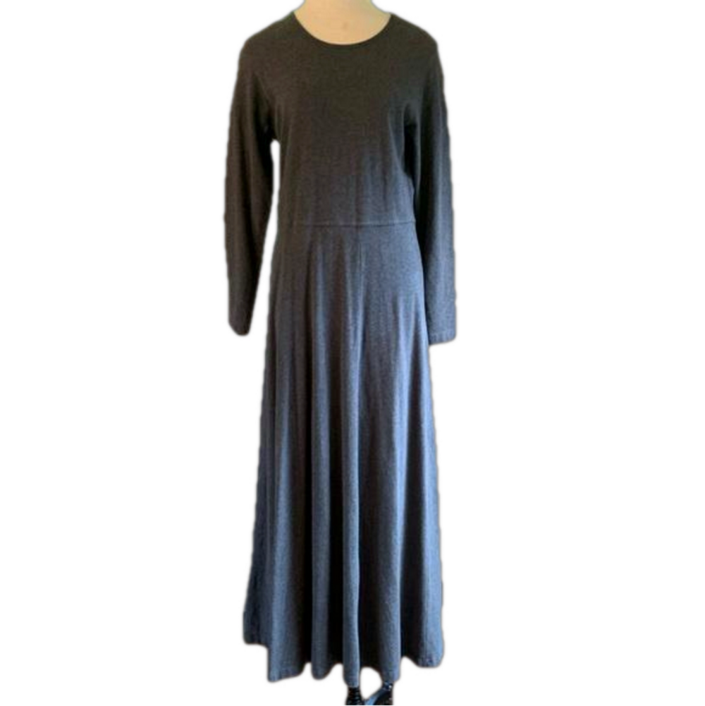 LL Bean sz Small tall grey long sleeve cotton maxi dress